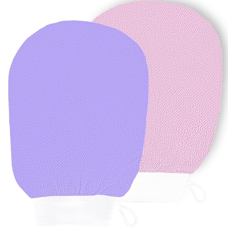 Tandoler Ultra Thin Version Exfoliating Glove(2pc)-Remove Unnecessary Dead Skin and Exfoliator（Pink Purple） - Image 1